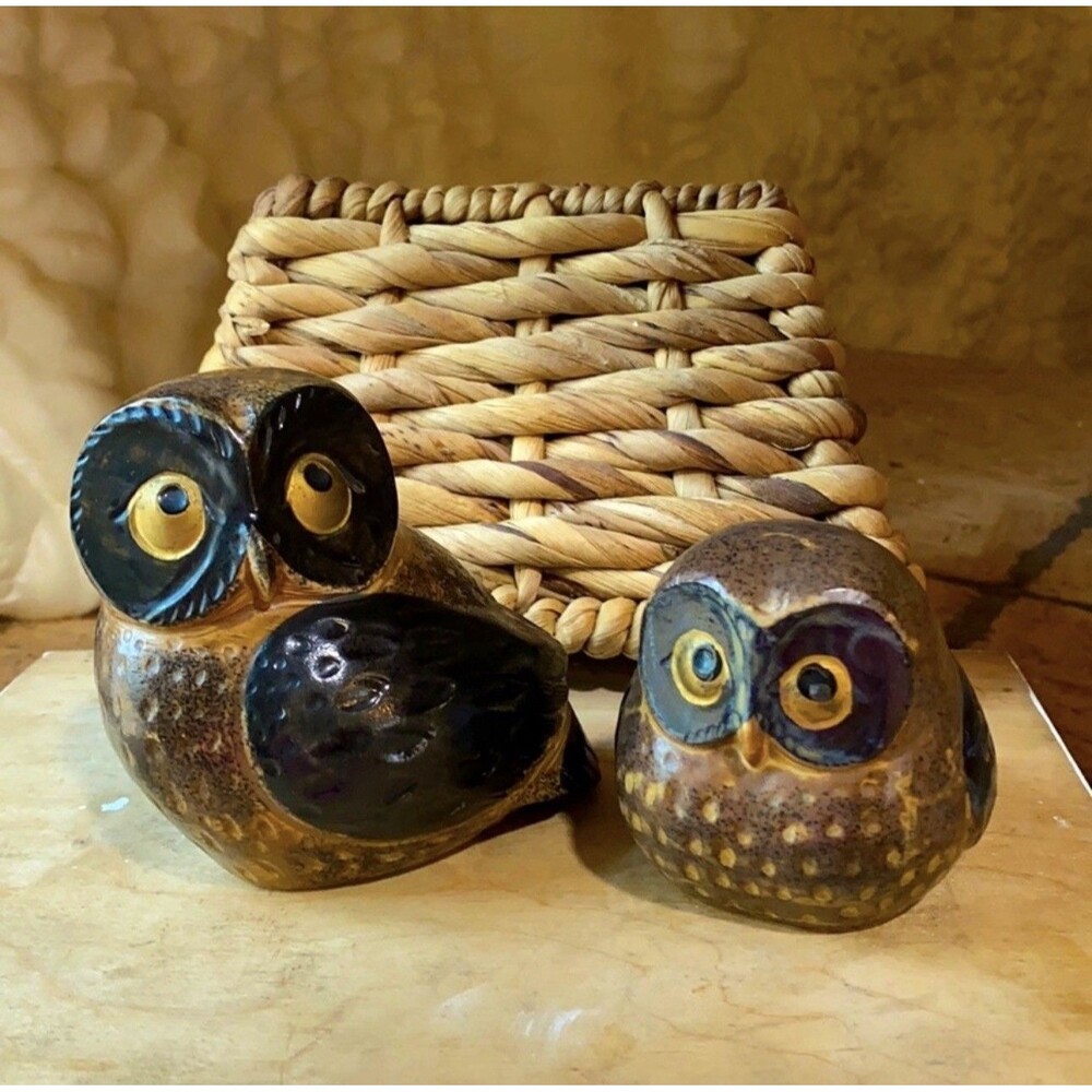 Vintage Otagiri Ceramic Owls Figurines Set Of Two Collectibles Made In Japan